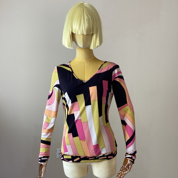 Emilio Pucci Pink Yellow Blouse Vintage From the 2000's - Picture 7 of 7